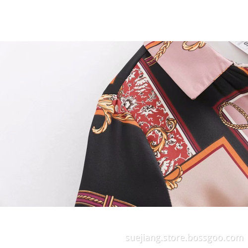 Women's Cheap Chain Printed Long Sleeve Dress